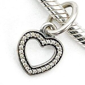 PANDORA Symbol of Love Sterling Silver Dangle Charm With Clear Zirconia